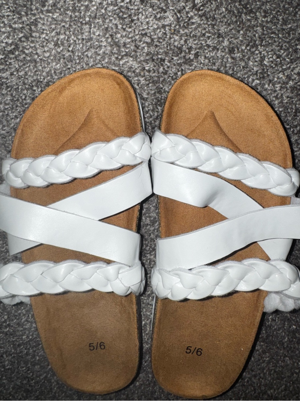 White Braided Strap Women's Slide Sandals